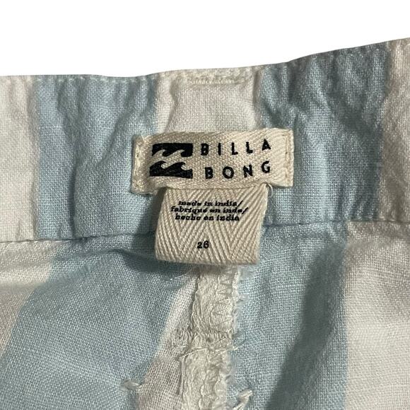 Billabong Womens Shorts Size 26 Striped Blue White Exposed Button Fly High Rise - Picture 3 of 10